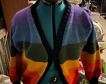 Handmade Knit Rainbow Cardigan