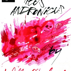 May include: A black and white illustration of the title "The  S Andronicus" by  "M. John Harrison" with a pink watercolor background.