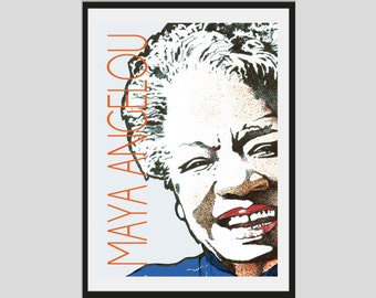 Póster A2 de Maya Angelou - Póster de retrato contemporáneo / Lámina literaria / Regalo para amantes de la literatura / Decoración moderna para el hogar