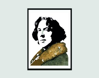 Oscar Wilde Portrait Signed Print | Literary Print | Signed A4 Print | Writer Gift | Book Lover Gift | Modern Home Decor