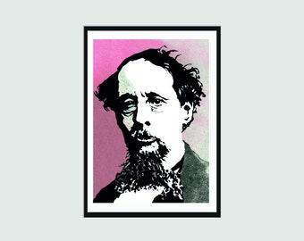 チャールズ・ディケンズの肖像画 サイン入りプリント | 文学プリント | サイン入りプリント | 作家へのギフト | 本好きへのギフト | モダンな室内装飾