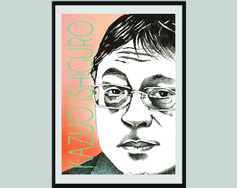 Kazuo Ishiguro Poster - Póster de retrato contemporáneo A2 / Impresión literaria / Regalo para los amantes de la literatura / Decoración moderna del hogar