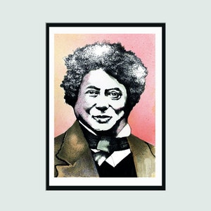 Alexandre Dumas Signed Portrait - A4 Signed Art Print | Literary Print | Gifts for Book Lovers | Literary Gift | Original Artwork