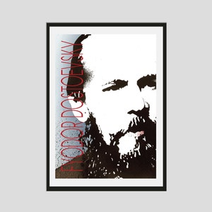 Fyodor Dostoevsky Author Portrait Poster - Póster A2 contemporáneo / Impresión literaria / Regalo para los amantes de la literatura / Decoración moderna del hogar