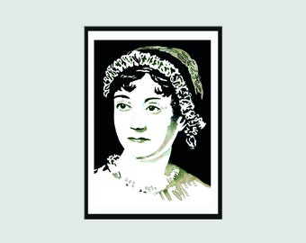 Jane Austen Portrait Signed Print | Literary Print | Signed A4 Print | Writer Gift | Book Lover Gift | Modern Home Decor