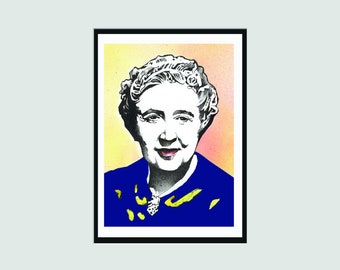Agatha Chrisite Portrait Signed Print | Literary A4 Signed | Writer Gift | Gift for Book Lovers | Modern Home Decor