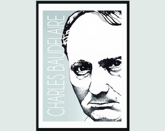 Charles Baudelaire Author Poster - Contemporary A2 Portrait Poster | Literary Print | Gift for Lovers of Literature | Modern Home Decor