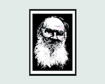 Leo Tolstoy Portait Signed Print | Literary Print | Signed A4 Print | Writer Gift | Book Lover Gift | Modern Home Decor