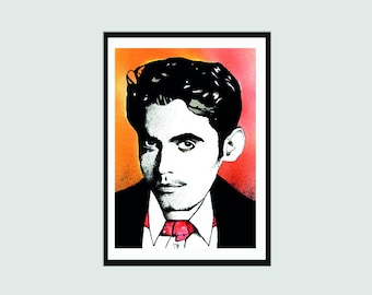 Ritratto di Lorca - Stampa d'arte firmata A4 / Stampa letteraria / Regali per gli amanti dei libri / Regalo letterario / Arredamento moderno per la casa / Opere d'arte originali
