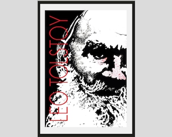 Póster del autor León Tolstói - Póster vertical contemporáneo A2 / Lámina literaria / Regalo para amantes de la literatura / Decoración moderna para el hogar