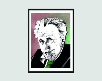 Ezra Pound Portrait Signed Print | Literary Portrait Print | Signed A4 Print | Writer Gift | Gift for Book Lovers | Home Decor