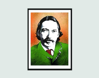 Robert Louis Stevenson Portrait Signed Print | Literary Print | Signed A4 Print | Writer Gift | Teacher Gift | Modern Home Decor