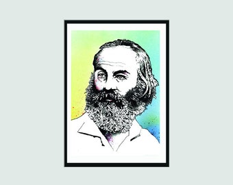 Walt Whitman Portrait - Signed Fine Art Print | Literary Print | Gift for Lovers of Literature | Teacher Gift | Modern Home Decor