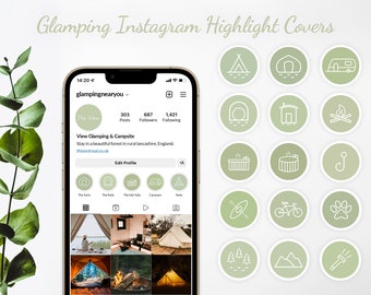 Glamping Instagram Story Highlight Covers | Customisable Boho Icons for Campsites & Holiday Parks.