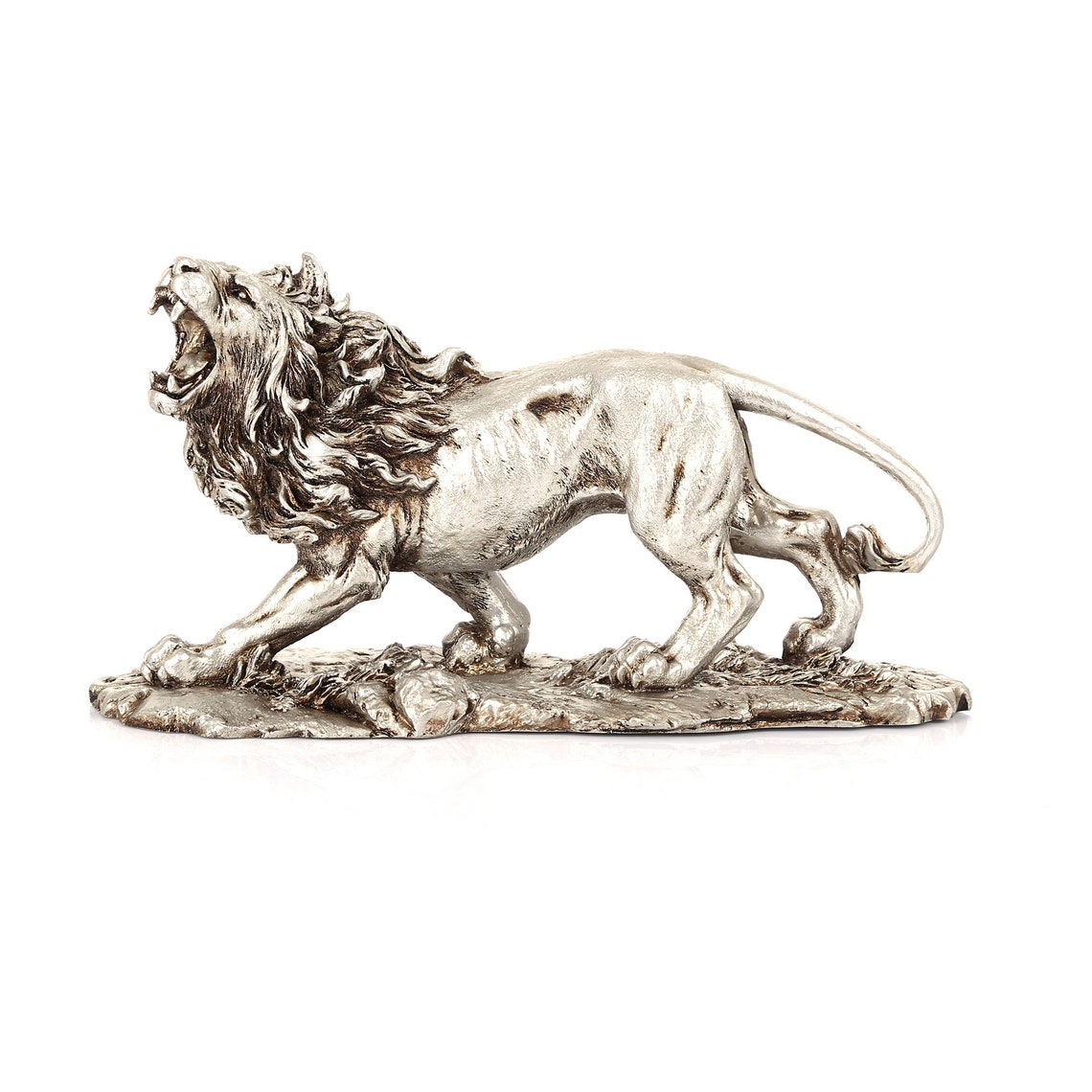Silver Lion Statue Lion Statue Animal Figurines Africa Home Etsy