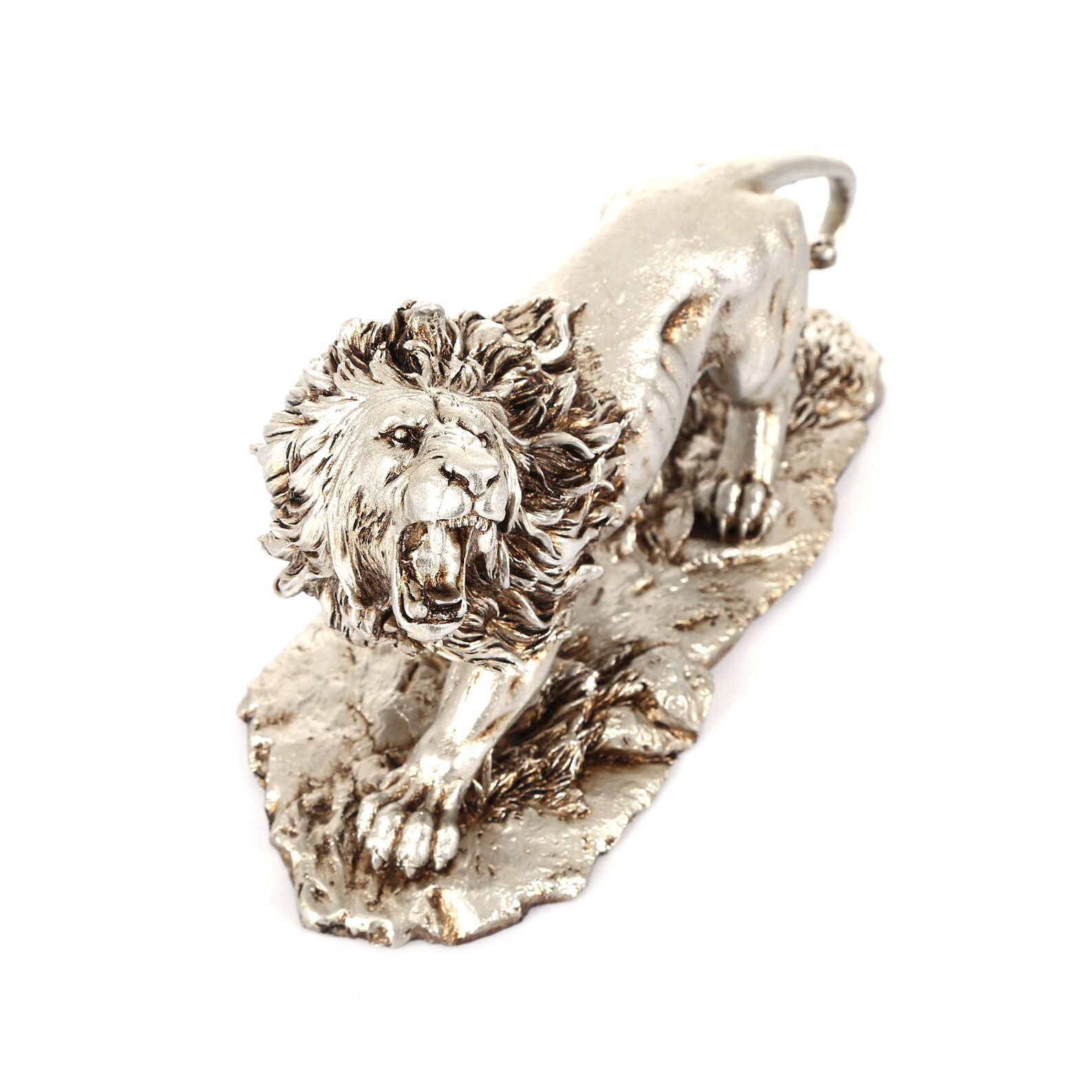 Silver Lion Statue Lion Statue Animal Figurines Africa Home Etsy