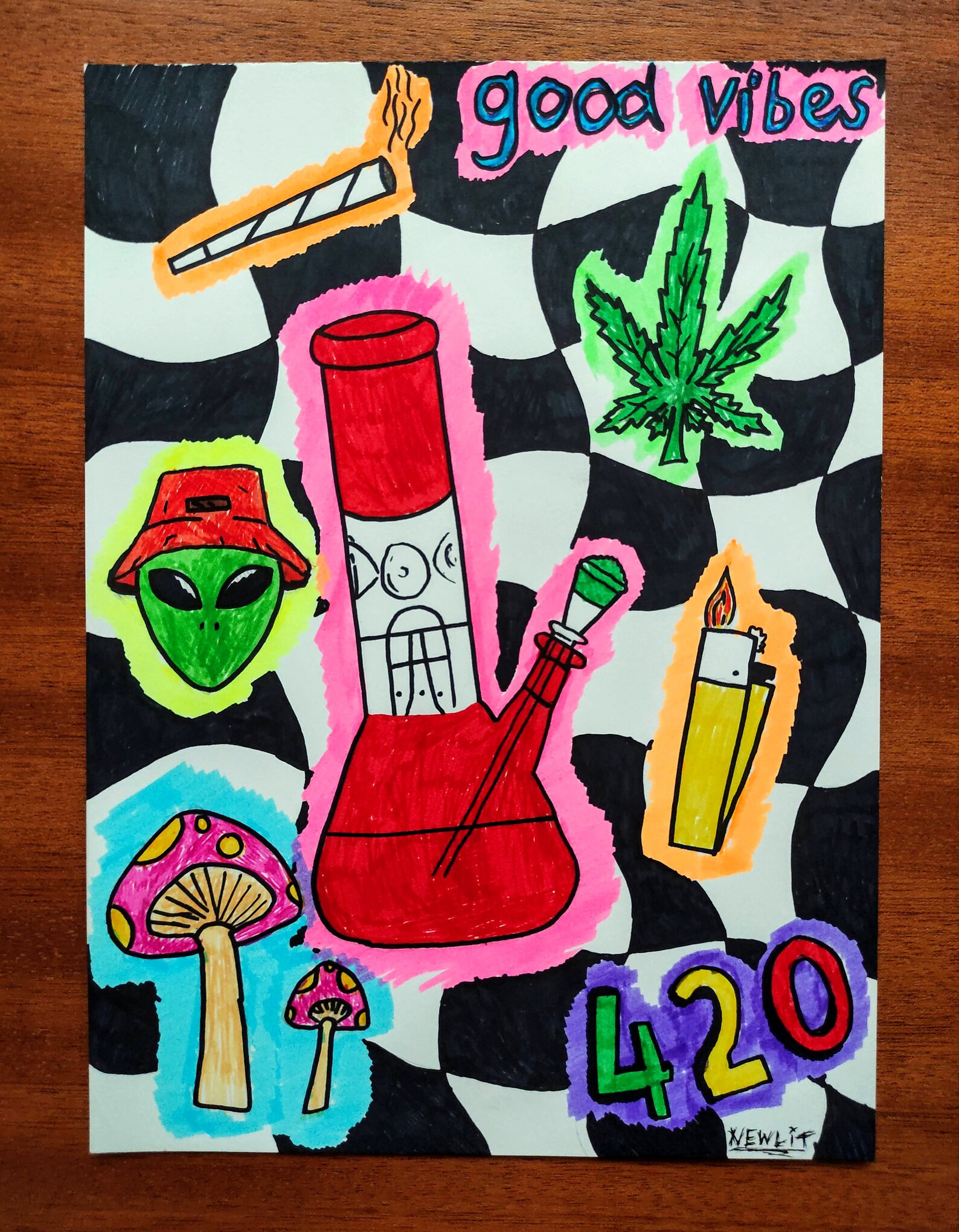 Stay High Original 420 Artwork Psychedelic Drawing | Etsy