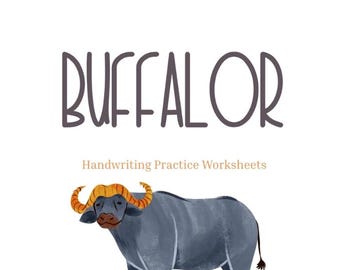 Buffalor - Monocase Handwriting Practice Worksheet - Digital Download Printable