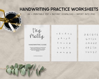 Hey Molly Hand Lettering Printable Handwriting Practice Worksheets