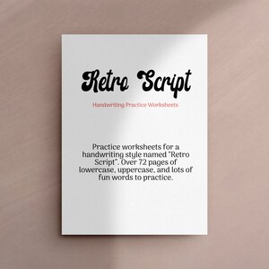 Retro Script Handwriting Practice Worksheets