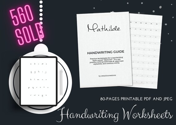 mathilde handwriting practice workbook for adults work and etsy