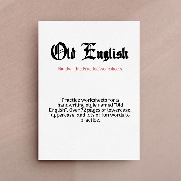 Old English Handwriting Worksheets Etsy