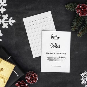 Bitter Coffee Handwriting Worksheet - Brush Lettering - Printable and iPad GoodNotes and Procreate - Tombow Fudenosuke and Dual Brush