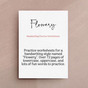 Flowery Handwriting Practice Worksheets - Etsy
