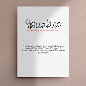 Sprinkles Monoline Hand Lettering Printable Brush Pen Handwriting Practice Worksheets