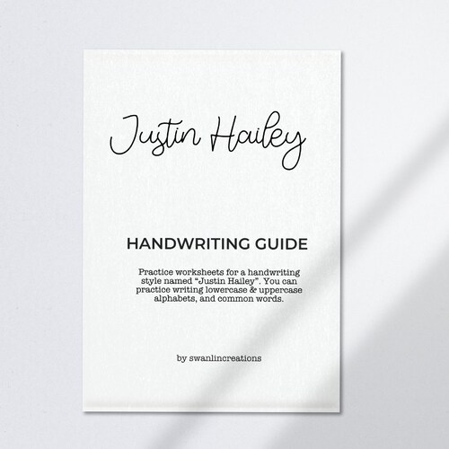 justin hailey handwriting worksheet printable and ipad etsy