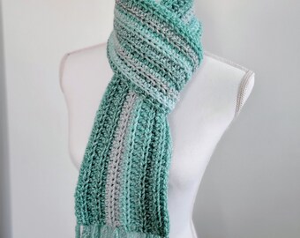 Handmade, warm, soft fringe scarf( Mint)