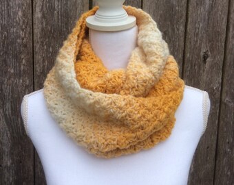 Handmade Yellow Cream Infinity Scarf: Acrylic Wool Blend