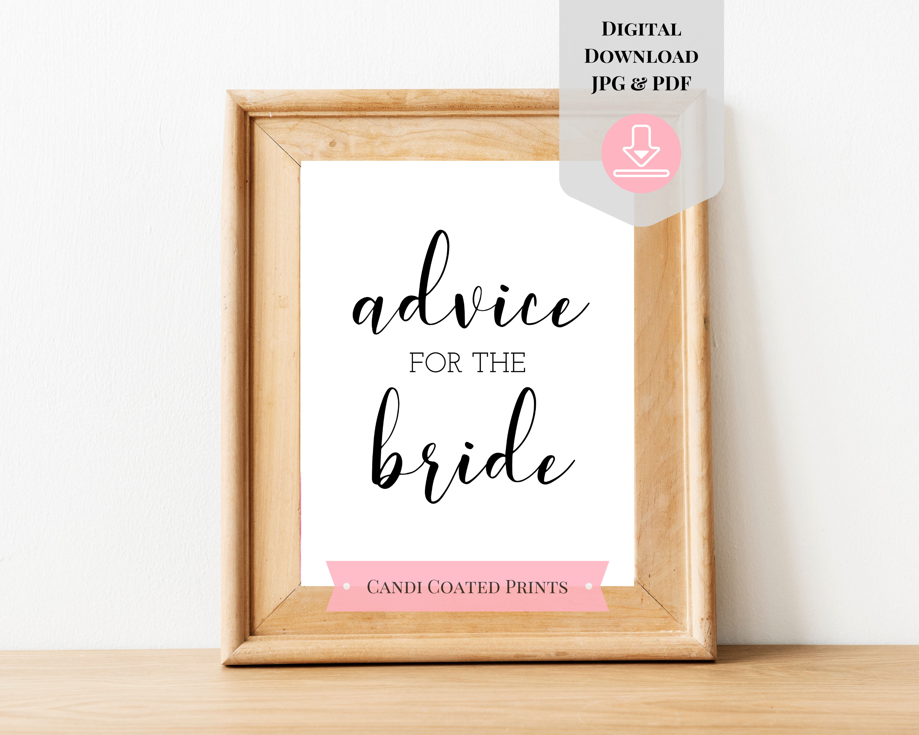 Advice For The Bride Sign Bride Advice Sign Gift Table Sign | Etsy