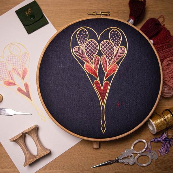 Crewelwork & Goldwork Embroidery Kit: Crewel Heart