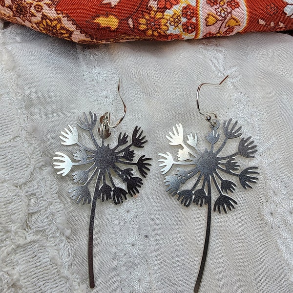 Mini Dandelion Earrings stainless steel with Sterling pl wire