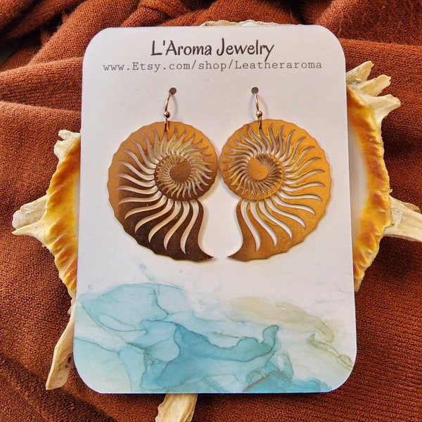 Shell design Earrings Ammonite Copper