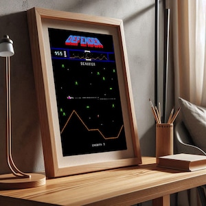 Defender - Pixelkonst-poster inspirerad av berömt retrospel