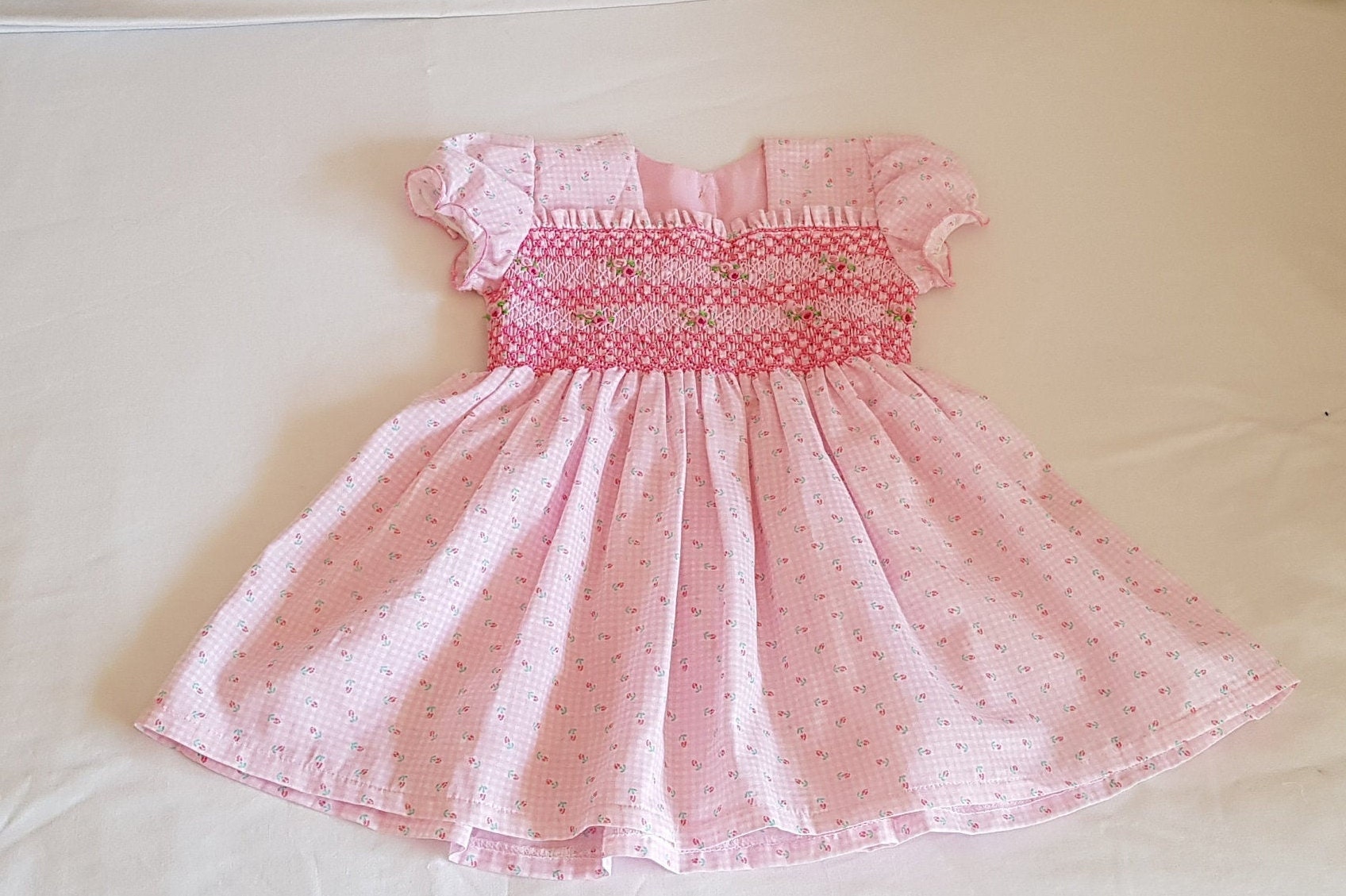 Handmade smocked baby dress with hand embroidered roses | Etsy