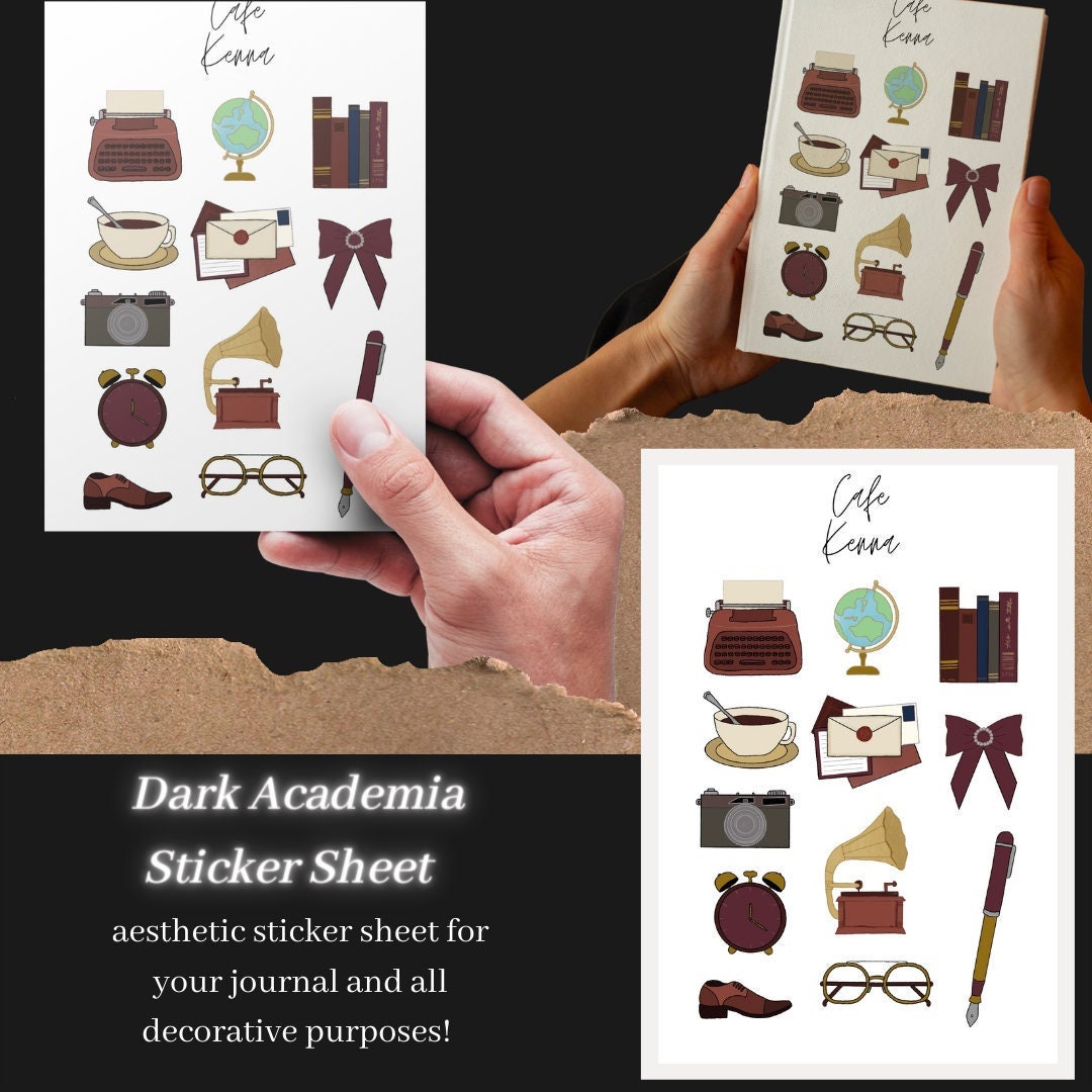 Dark Academia Sticker Sheet Printable Digital Stickers Bullet Journal ...