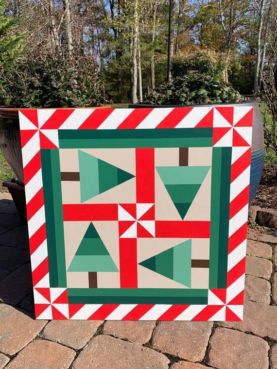 Handmade Christmas Barn Quilt | Etsy
