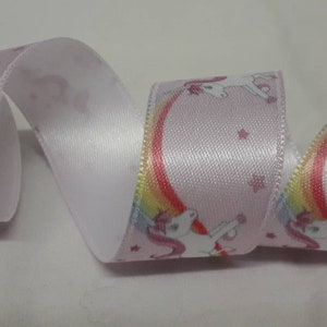 25mm Unicorn Ribbon, Satin Unicorn Ribbon, Printed ribbon, Rainbow ribbon, Cake ribbon, Gift Wrap, Fantasy ribbon, Hair bows, Craft supplies