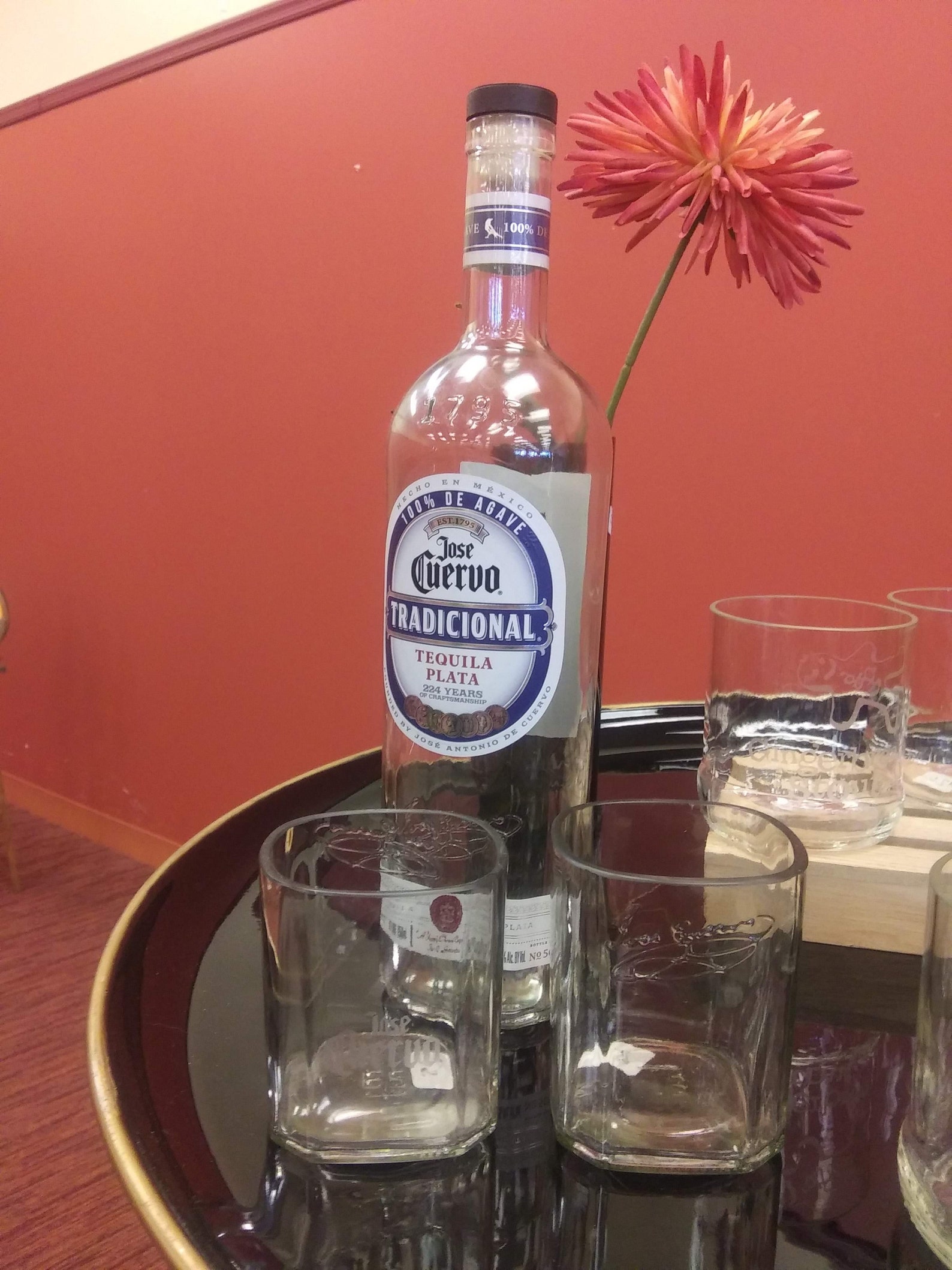 Tequila Rocks Glass Made From Repurposed Jose Cuervo Bottle Etsy