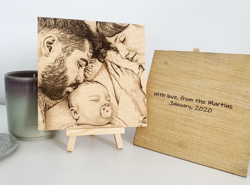 Wooden engraved photo, Laser engrave. Wood portrait. Custom wood phot…