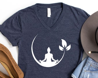 Yoga V-Neck Shirt, Yoga Gift Shirt, Namaste Shirt, Gift for Yogi, Yoga Lover Shirt, Meditation Shirt, Yoga Tee, Yoga T Shirt, Women Yoga