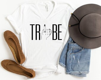 Bride Tribe V-Neck T-Shirts, Bride Ring Tee, Tribe Finger T-shirts, Bachelorette V-Neck T-Shirts, Just Married Shirt, Bridal Gift Engagement