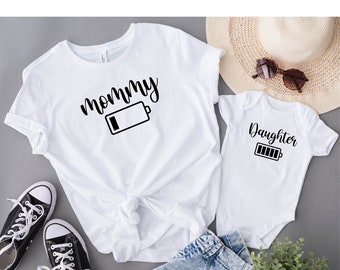 Mother And Daughter Battery T-Shirt, Matching Mommy Daughter T-Shirt, Mother's Birthday Gift, Birthday Present For Mom, Mother's Day T-Shirt