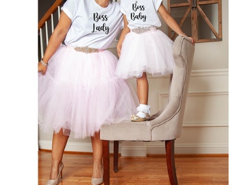 Boss Lady& Boss Baby T-Shirt, Matching Mommy Daughter T-Shirt, Mother's Birthday Gift, Birthday Present For Mom, Mother's Day T-Shirt