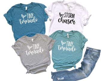 Storm Chaser & Tiny Tornado T-Shirt, Matching Mommy Daughter T-Shirt, Mother's Birthday Gift, Birthday Present For Mom, Mother's Day T-Shirt