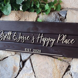 Custom Wood Sign, Our Happy Place Sign, Happy Place Wall Decor, Happy Place Sign Personalized, Quote Wall Sign, Welcome to Our Happy Place