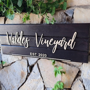 The Vineyard Wood Sign, Rustic Winery Country Sign, Custom Vino Sign for Wine Lovers, Vineyard, Wine Cellar Gift, Family Wine Cellar Sign
